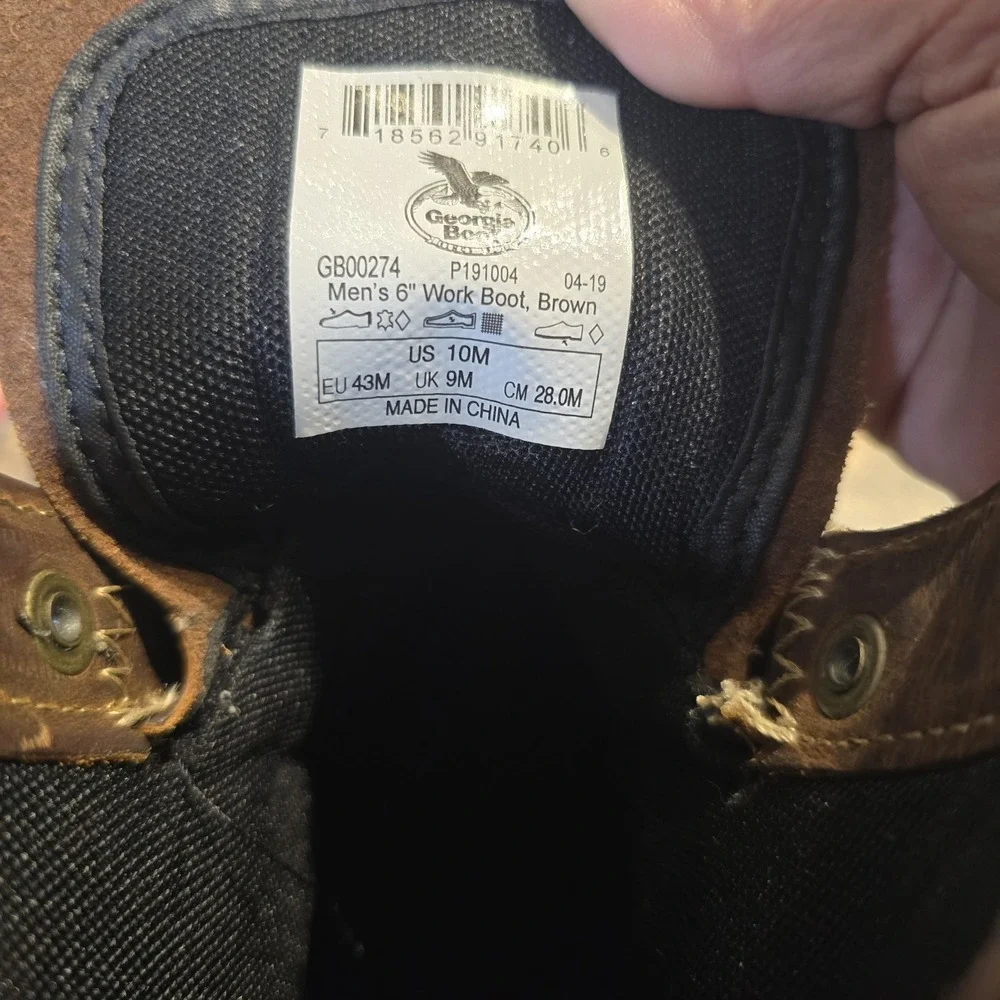 GEORGIA BOOT AMP LT MEN'S WORK BOOTS,‎ SIZE 10 MEDIUM